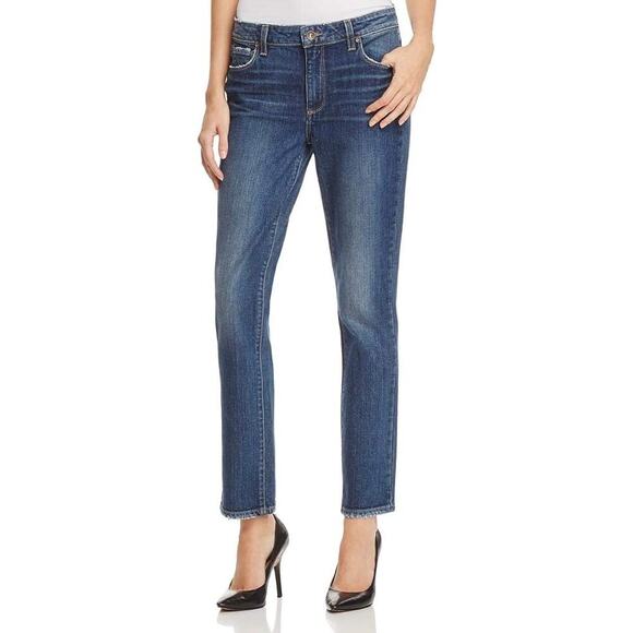 Paige Julia Straight Leg Jeans Size 31 James Distressed Trim Mid Rise Relaxed - Picture 1 of 13
